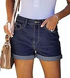 CHICZONE Navy Blue Jean Shorts Womens Mid Rise