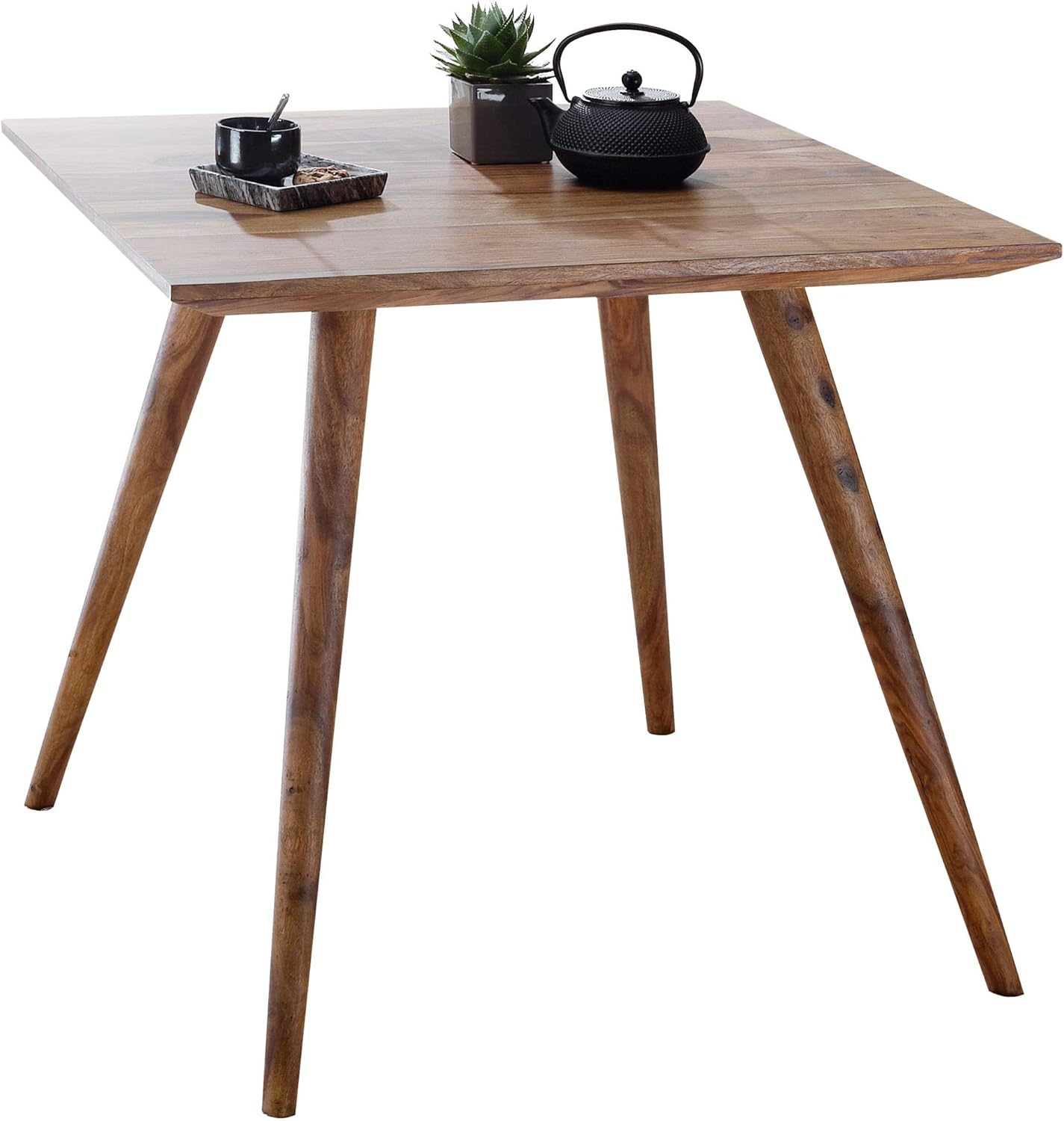 FineBuy Table à Manger Bois Massif Table de Cuisine Design Sheesham 80