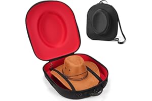 Livelab Hat Box for Travel - Crush Proof Cowboy Hat Holder Storage, Hard Travel Hat Carrier Case for Cowboy, Panama & Tweed Hats - Carrying Handle, Luggage Straps & Shoulder - Large