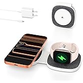 2 in 1 Foldable Wireless Charger for MagSafe Charging Station for Apple iPhone Air/17/16/15/14/13/12 Series, for Apple Watch 