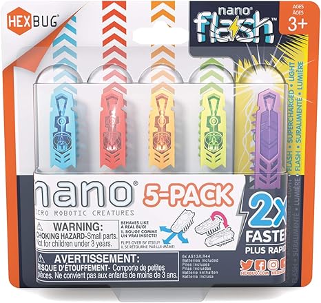 Amazon Com Hexbug Nano 5 Pack 4 Nanos Plus Bonus Flash Nano Sensory Vibration Toys For Kids And Cats Small Hex Bug Tech Toy Batteries Included Multicolor Toys Games
