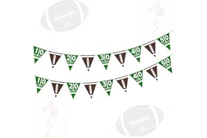 KQNBI Football Banner, Football Party Decorations, 2 Pack Football Paper Pennant Banner, Football Theme Triangle Flags Banner for Football Birthday Party Supplies Sports Game Footable Decor, 7.8 x 8.86 Inch