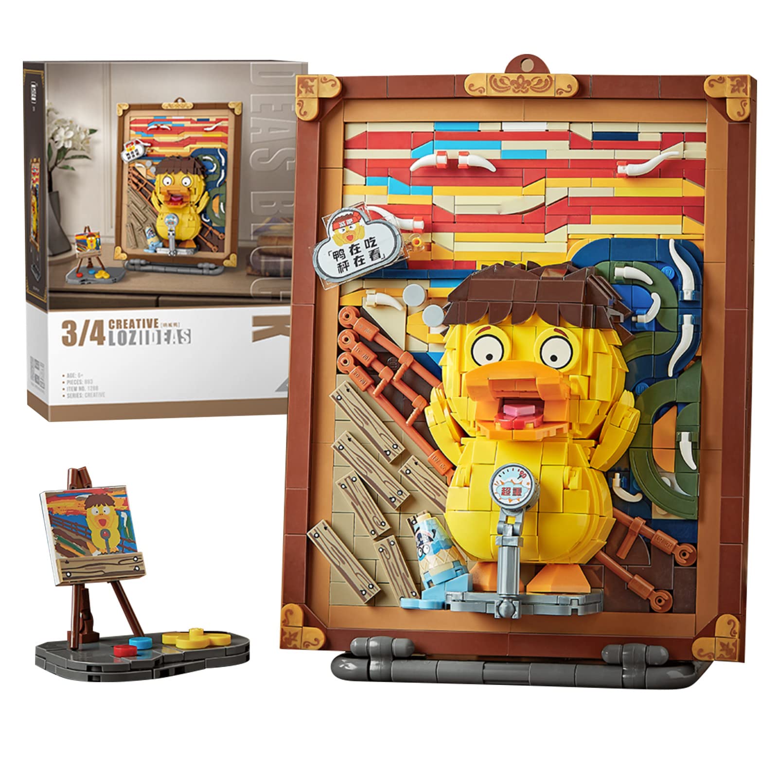MEIEST Mini Building Blocks Cute 3D Painting Model Set Age 15+,Simulation Particle Stereograph Collection Construction Building Bricks Toy,Home Decor,14+ (The Scream Duck)
