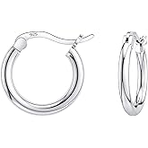 Savlano 925 Sterling silver Round Hoop Earrings for Women & Men Comes in 10MM-25MM