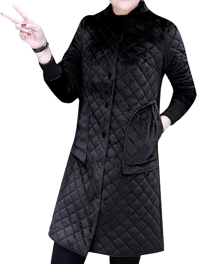 Unastar Women's Loose Fit Velvet Gold Puffy ThighLength