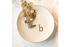 COMMGOAL Ceramic Ring Holder for Jewelry, Jewelry Tray, Ring Dish, Aesthetic Room Decor, Engagement Gifts Bride Gifts Wedding Gifts for Women, White, 4.75"(B)