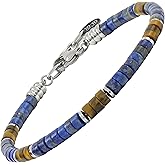 10:10 Beaded Bracelet for Men and Women – Natural Gemstone Bracelet and Stainless Steel – Adjustable, Durable and Elegant – Made in Italy