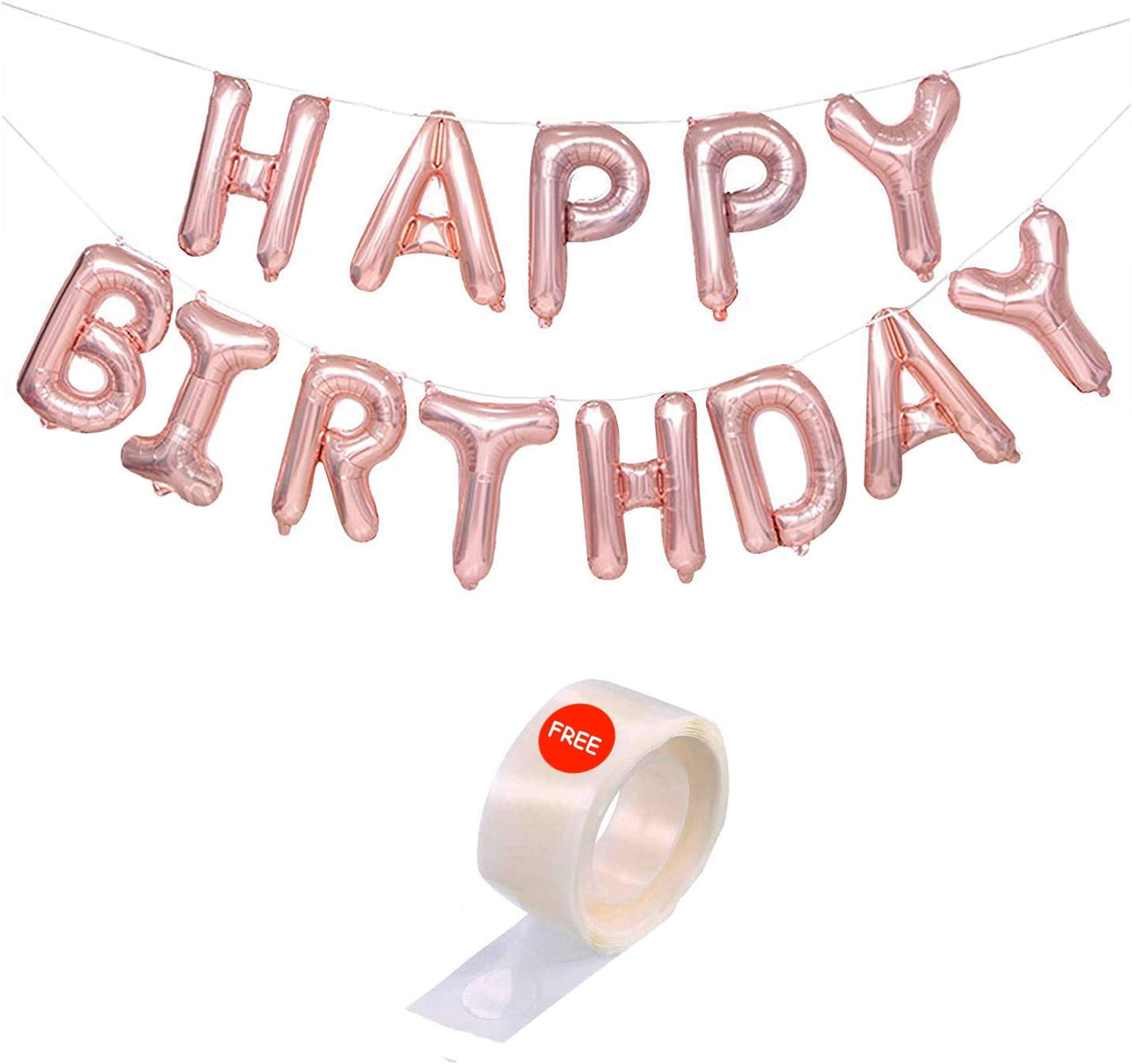 Party Hour Happy Birthday Toy Decoration Foil Balloon with Polka Dot Alphabets Letter (Pack of 13 Letters) - 16 Inch Letter- Rose Gold