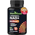 NAD Supplement, Liposomal NAD Resveratrol Supplement for Women & Men 1200mg w/ D-Ribose & Pomegranate NAD+ Plus MaxBoost for Longevity, Anti-Aging, Cellular Energy, NMN Alternative (60 Caps)
