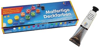 Nerchau 289713 - Malfertige Deckfarben, abwaschbar, für Papier, Holz, Keramik und Stein, 13 Farben, 18 ml inclusive Deckweiß