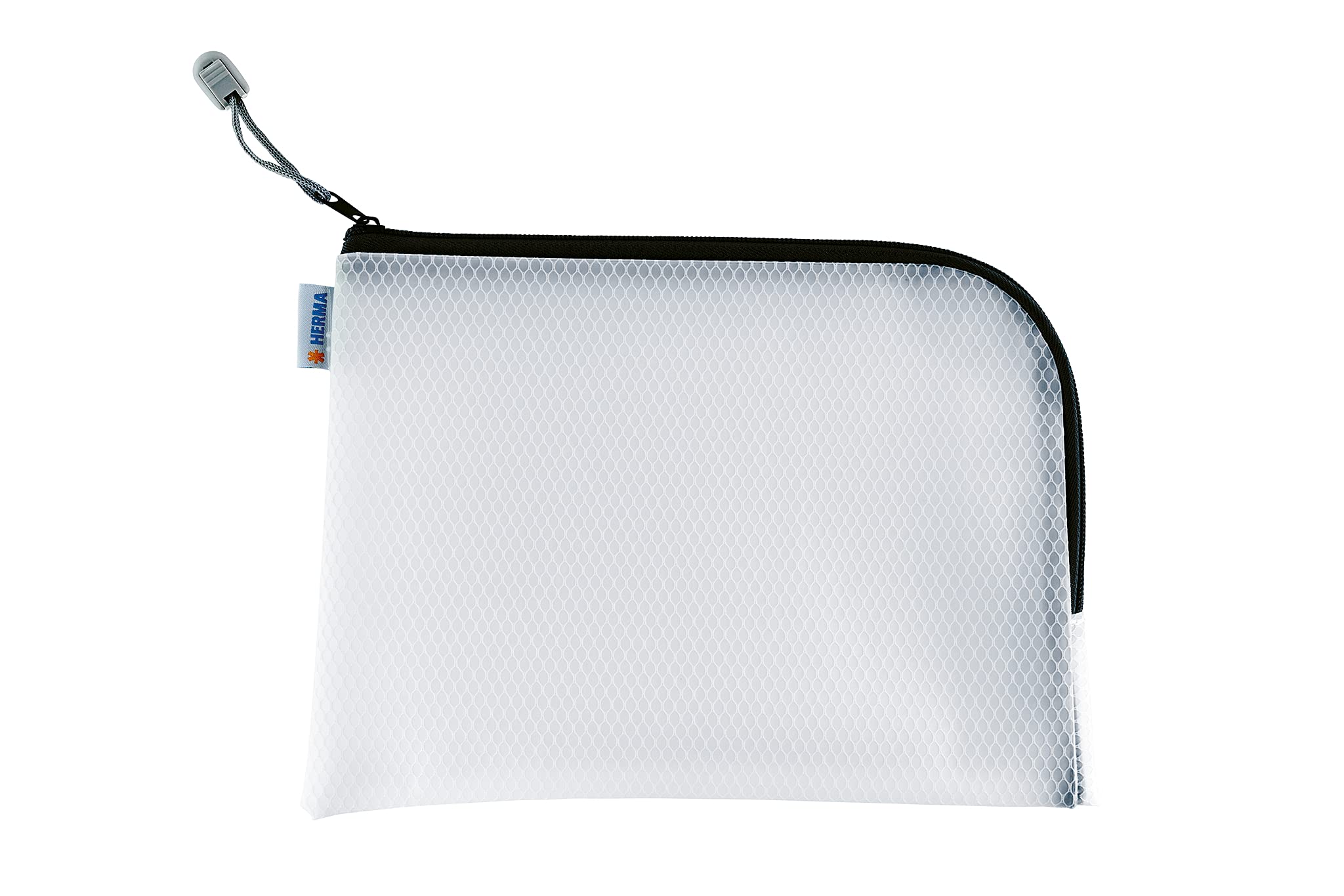 HERMA 20021 Zip Toiletry Bag A5, transparent (26 x 20 cm) small zippered travel pouch for cosmetics, liquids, make-up, toothbrush, clear cosmetic bag with zipper in black