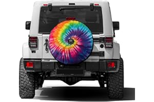 Delerain Spare Tire Cover with Backup Camera Hole Tie Dye Wheel Covers Waterproof Dust-Proof UV Sun Universal Fit for RV Trailer RV SUV Truck (17 Inch for Diameter 31"-33")
