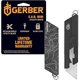 Gerber EAB Utility Knife, EDC Pocket Knife, Replaceable Blade, Mini Black | Replaceable razor blade, clips to pocket or keychain, retractable box cutter, EDC gear, lightweight, gifts for men