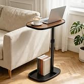 KELHOMECL Adjustable Flip Top TV Tray, 90&deg; Swivel Sofa Side Table, Brown | Adjustable Design,Flip Top Tabletop,Panel Lock,90&deg; Swivel,Sofa &amp; Bedside Use,Multipurpose Table,Space-Saving Design,