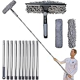 20 Feet Reach 2 In 1 Window Washing Squeegee & Duster With 3-13 Ft