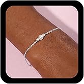 Andelaisi Boho Pearl Bracelet 3 Pearl Beaded Bracelet Gold Pearl Chain Bracelet Minimalist Hand Chain Bracelet Jewelry for Women and Girls