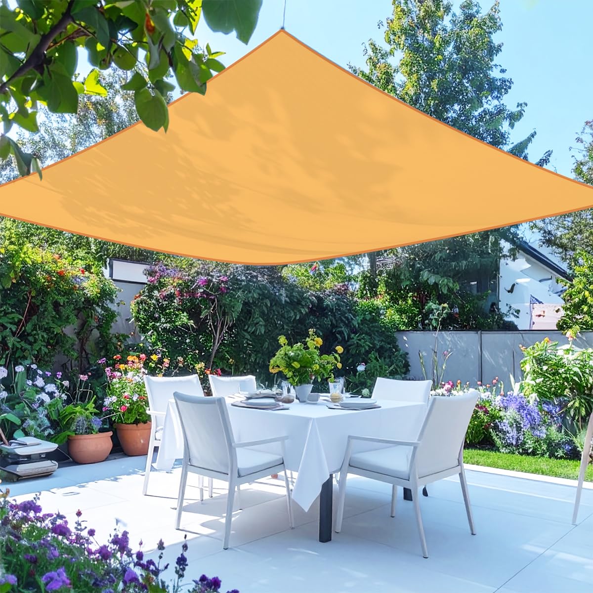 Green Bay Sun Sail Shade Canopy Awning for Outdoor Patio Garden 3.6mx3.6m Square in Orange