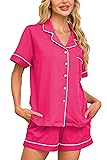COLORFULLEAF Womens 100% Cotton Pajamas Short Set