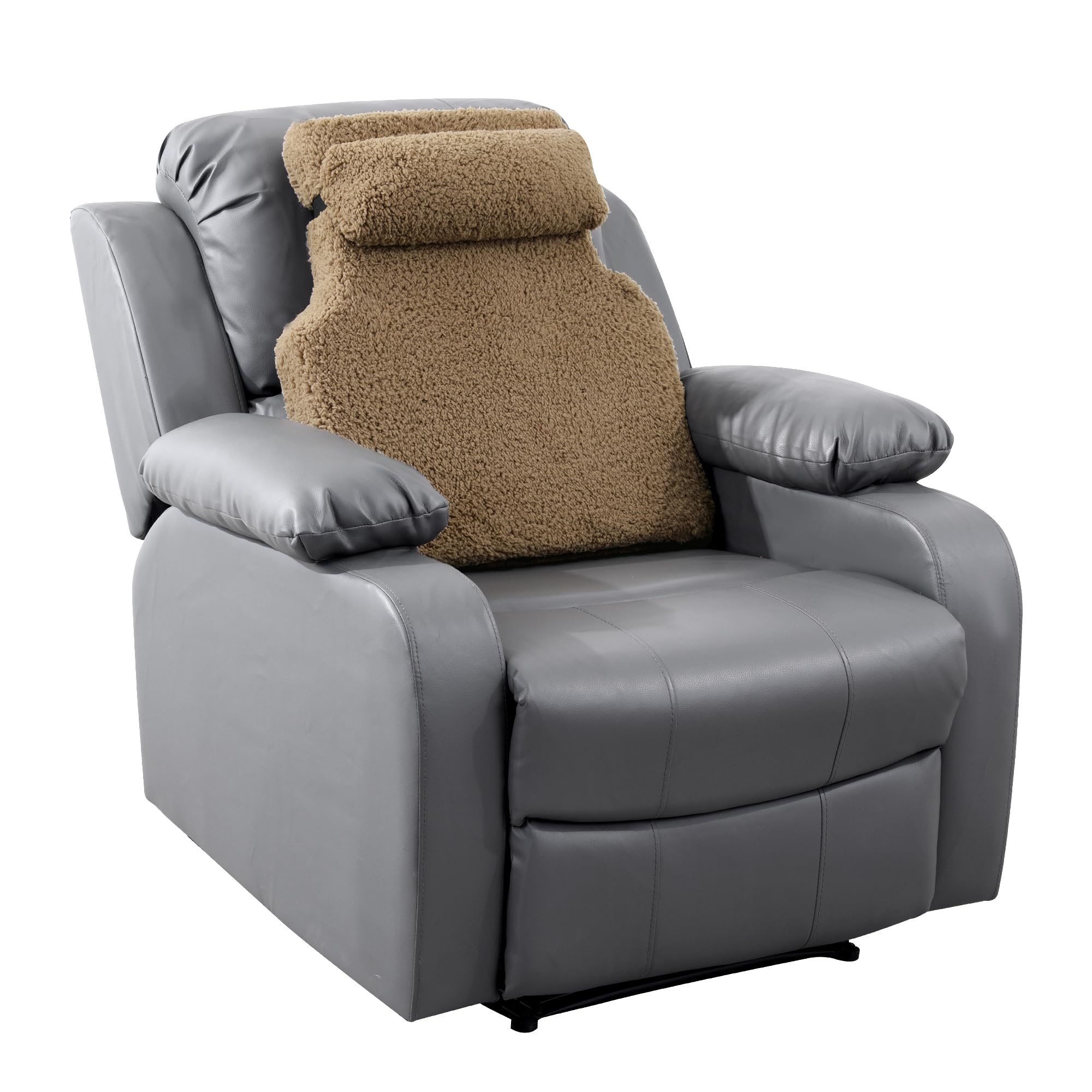 Photo 1 of HOMBYS Sherpa Fleece Lumbar Support Pillow with Headrest for Recliner,Memory Foam Recliner Chair Cushion for Back Pain,Big High Back Support for Recliner with Chair Headrest for Elderly (Khaki)