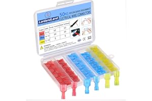 LORDANDLAND 50PCS Nylon Spade Quick Disconnect Connectors Kit 22-10 AWG Male and Female Electrical Wire Connectors Kit Electrical Insulated Wire Crimp Cold-Pressed Terminals for Automotive,Electronics