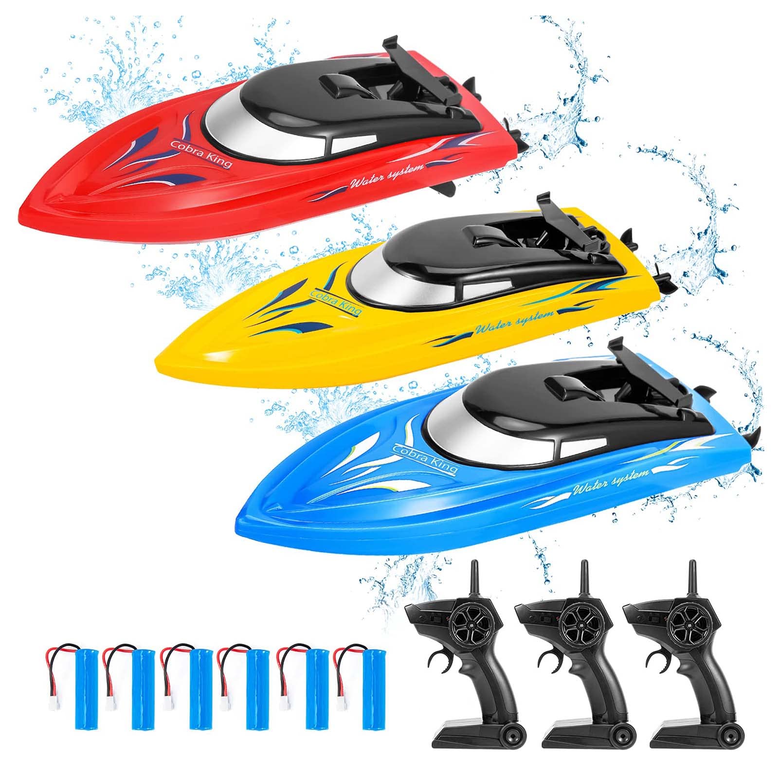 Photo 1 of 3PACK Remote Control Rc Boat for Kids, 2.4Ghz Control, Whole Body Waterproof, 6 Rechargeable Batteries Summer Water Toys for Pools Lakes River & Bathtub.