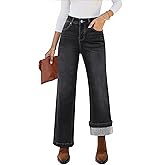 luvamia Flare Jeans for Women Thin Fleece Lined High Waisted Wide Leg Trendy Fall Stretchy Denim Pants Trouser Jeans