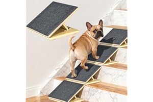 TNELTUEB 4 Pack Dog Ramps for Stairs, Adjustable Stair ramp for Dogs,Portable Dog Stairs with Mat for Small Dogs and Cats, Non-Slip Pet Steps for Elderly or Injured Pets
