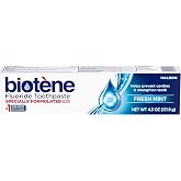 Biotene Fluoride Toothpaste for Dry Mouth Symptoms, Fresh Mint, 4.3 oz | Bad Breath Treatment and Cavity Prevention, Fresh Mi