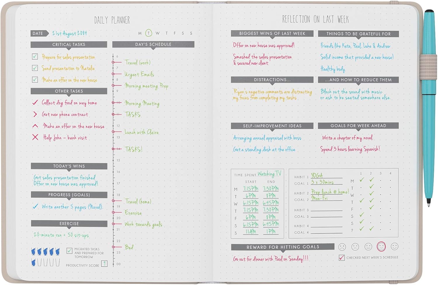 Daily Planner & appointment diary, Gratitude journal, wellness journal & Undated weekly planners and organisers - Image 5