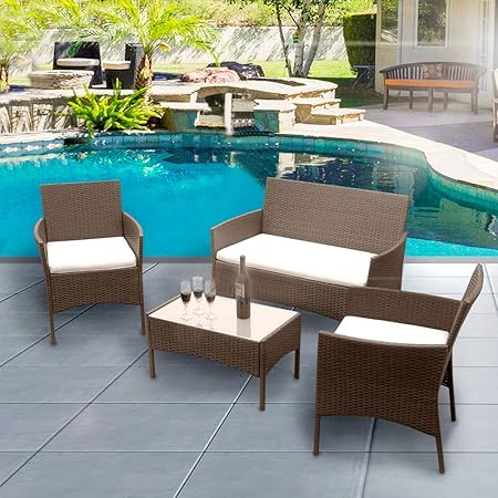 Amazon Com Panana Outdoor Patio Furniture 4 Pieces Rattan Patio