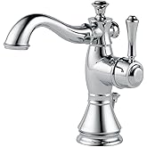 Delta Faucet Cassidy Single Hole Bathroom Faucet, Single Handle Bathroom Faucet Chrome, Bathroom Sink Faucet, Metal Drain Assembly, Chrome 597LF-MPU