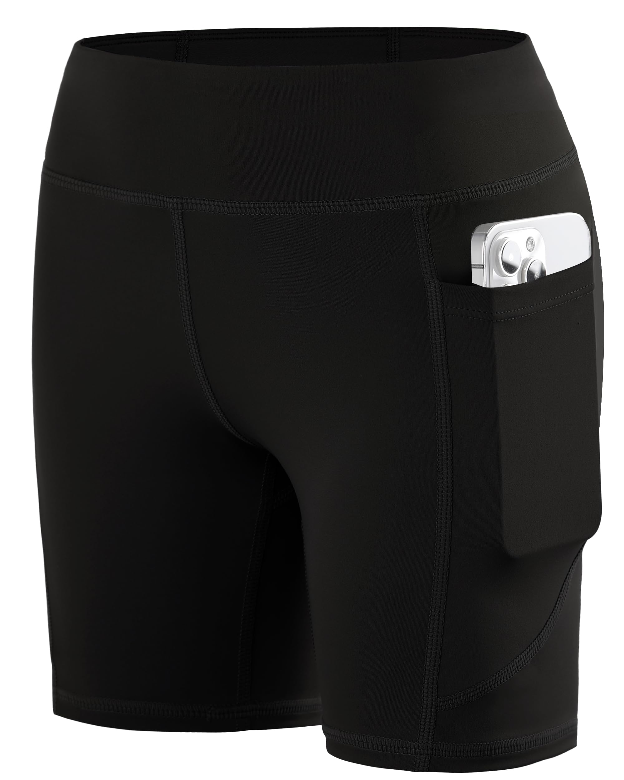 Photo 1 of Roadbox Girls Volleyball Spandex Shorts, 5" Youth Bike Athletic Compression Shorts for Gymnastics Dance Yoga with Pockets Black