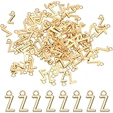 PATIKIL Letter Charm, 100 Pcs Alphabet Charm Initial Pendant Charm Bulk Cute DIY for Jewelry Making Bracelets Earrings Necklace Keychains Crafts, Light Gold, Letter Z