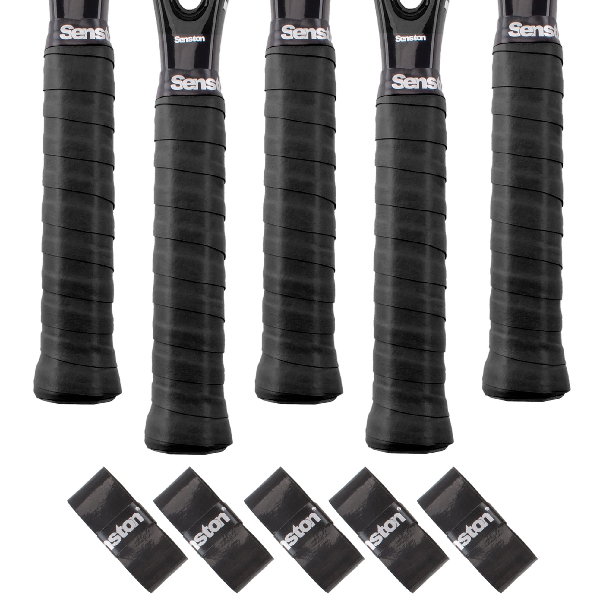 Senston 5 Pack PU Racquet Grip Tennis Badminton Anti Slip Super Absorbent Overgrip Handle Grip