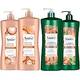 Suave Shampoo and Conditioner Set, Keratin Infusion + Almond & Shea Butter – Frizz Control and Moisturizing Hair Care Bundle, 28 Oz Ea (4 Piece Set)