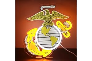 WittyRhE Marine Corp Neon Lights Veteran Neon Signs Wall Decor for Man Cave Bedroom Bar Military Themed Gift Art for Christmas Party-13.66×12.6 IN-USB Powered-Acrylic