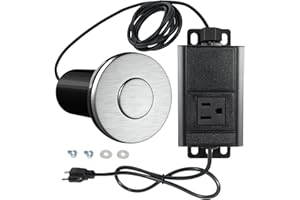 CALDEVER Garbage Disposal Button Air Switch: Sink Top One-Push Button for Disposer with Aluminum Alloy Power Module Brushed Nickel Stainless Steel Switch Kit Long 2.5" Fit with Food Waste Disposals up to 2.5HP