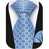 HISDERN Pre Tied Ties for Men Adjustable Mens Tie Classic Paisley Stripe Necktie and Pocket Square Set for Wedding Party