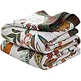Boho Throw Blanket for Bed - 100% Cotton Ultra Soft Rustic Quilt - Floral Printed Farmhouse Decor Fall Bed Blankets,60"×80" All Season Rustic Throw for Sofa Couch Chair