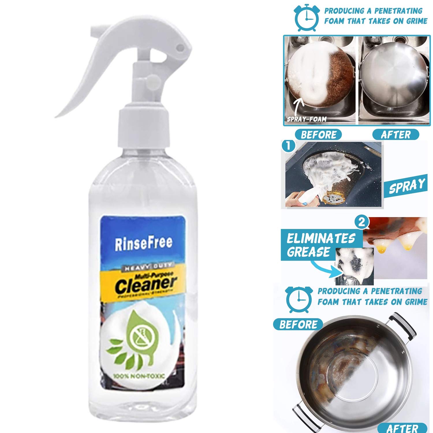 Eriuaes All Purpose Household Cleaners Rinse Free Cleaning Spray Stain Remover Cleaner Natural Multi Purpose Kitchen And Bathroom Cleanser A Amazon In Health Personal Care