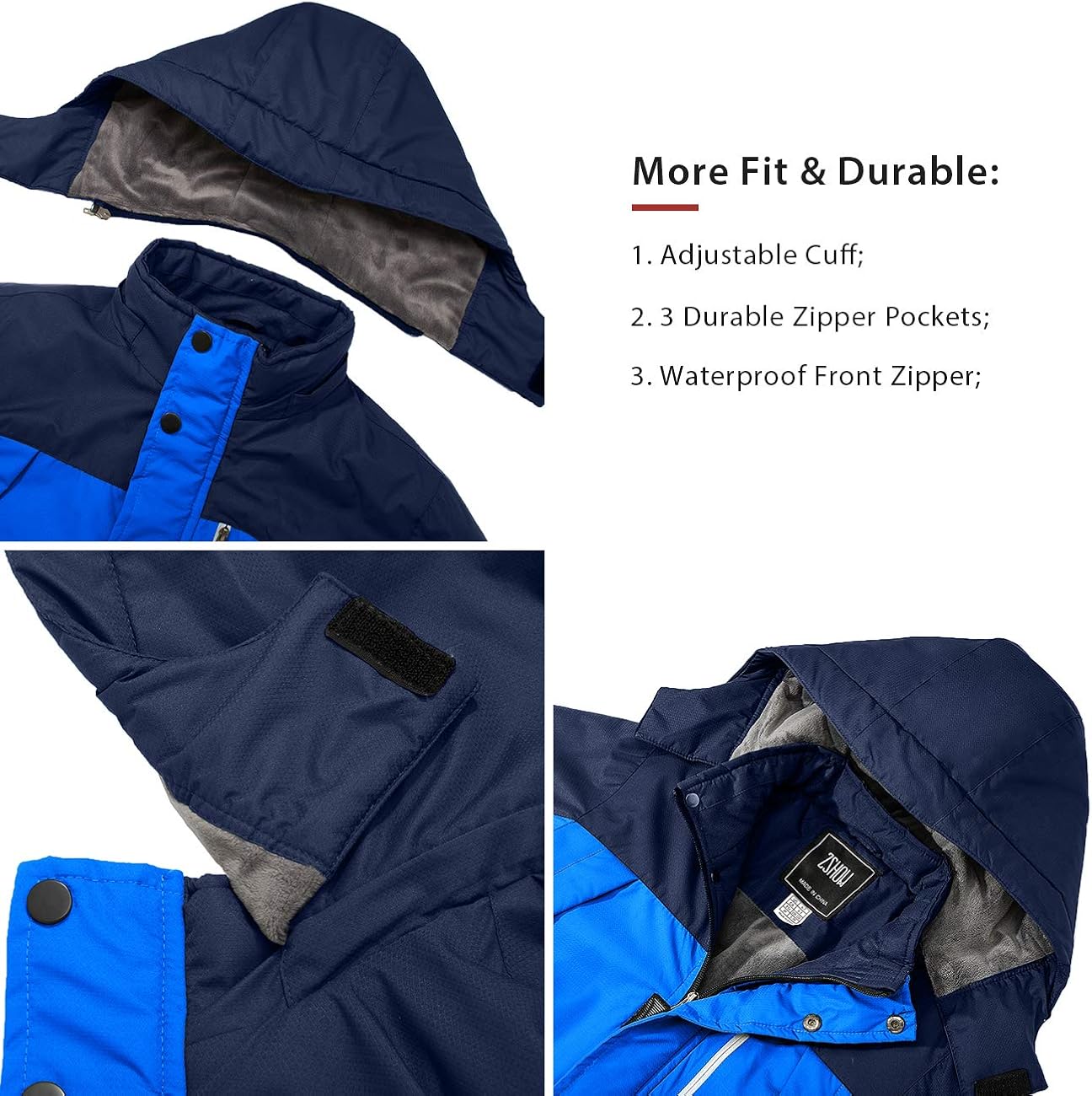 ZSHOW Boys' Waterproof Ski Jacket Windbproof Hooded Mountain Sportswear Outdoor Raincoat: Clothing
