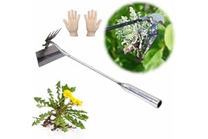 TVMPKIX 2023 New Weed Killer Premium Tine rake Dual Purpose Weed Killer Gardening Long Handle Iron Hand Weeding Tool Portable Home Vegetable Garden Shovel (4-Tooth Dual Purpose -20in)