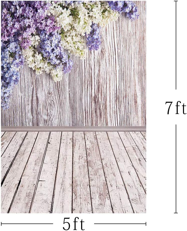 MEHOFOTO 5x7ft Photo Studio Booth Background Blossom Purple White Flower Floral Wood Backdrops for Photography - Image 4