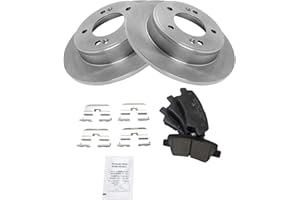 TRQ Rear Brake Pad and Rotor Set Ceramic Solid Rotors Compatible with 2011-2016 Hyundai Elantra 2013-2014 Coupe 2013-2016 Elantra GT 2012-2016 Veloster