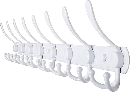 WEBI Perchero de pared con 8 ganchos de triple gancho (24 ganchos) para