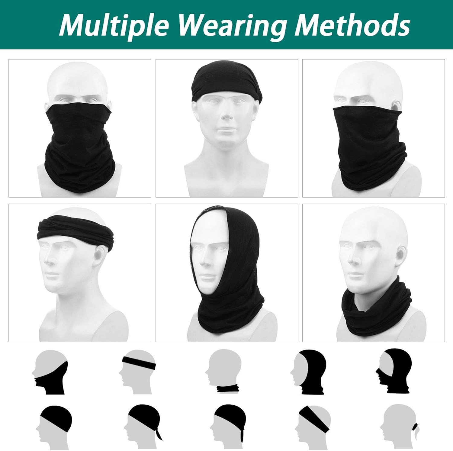 3 Set Faces Arm Cover Sleeves Bandana Sun Protection Neck Gaiter Balaclava Dust Protection Breathable: Clothing