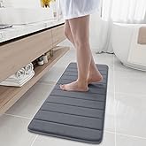 Buganda Memory Foam Bath Mat, 47" x 17", Ultra Soft and Non-Slip Bathroom Rugs, Water Absorbent and Machine Washable Bath Rug Runner for Bathroom, Shower, and Tub, Dark Grey