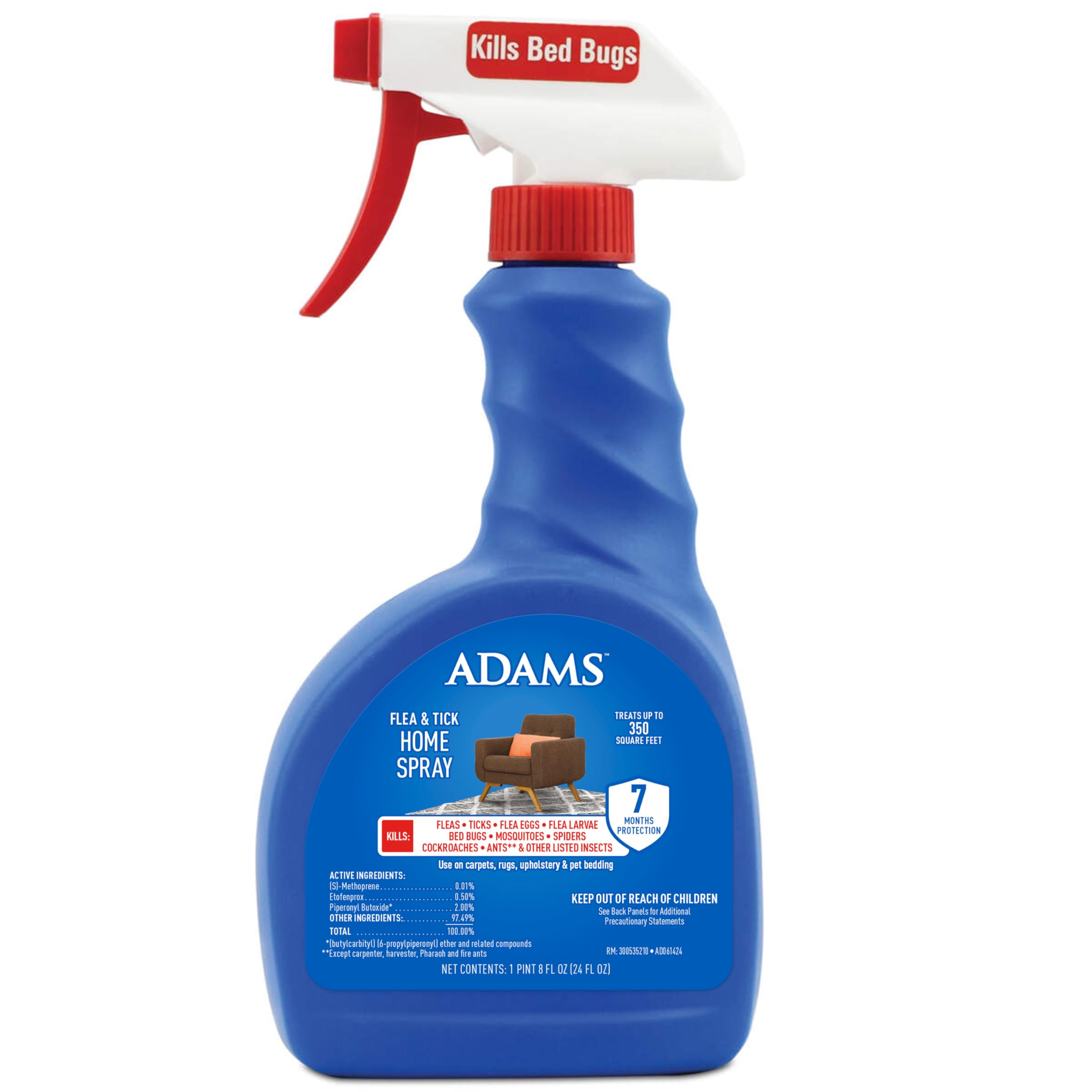 Photo 1 of Adams Flea & Tick Home Spray with Precor, Kills Fleas, Flea Eggs, Flea Larvae, Bed Bugs, Ticks, Ants, Cockroaches, Spiders, Mosquitoes And Many Other Listed Nuisance Pests In The Home, 24 Fl Oz