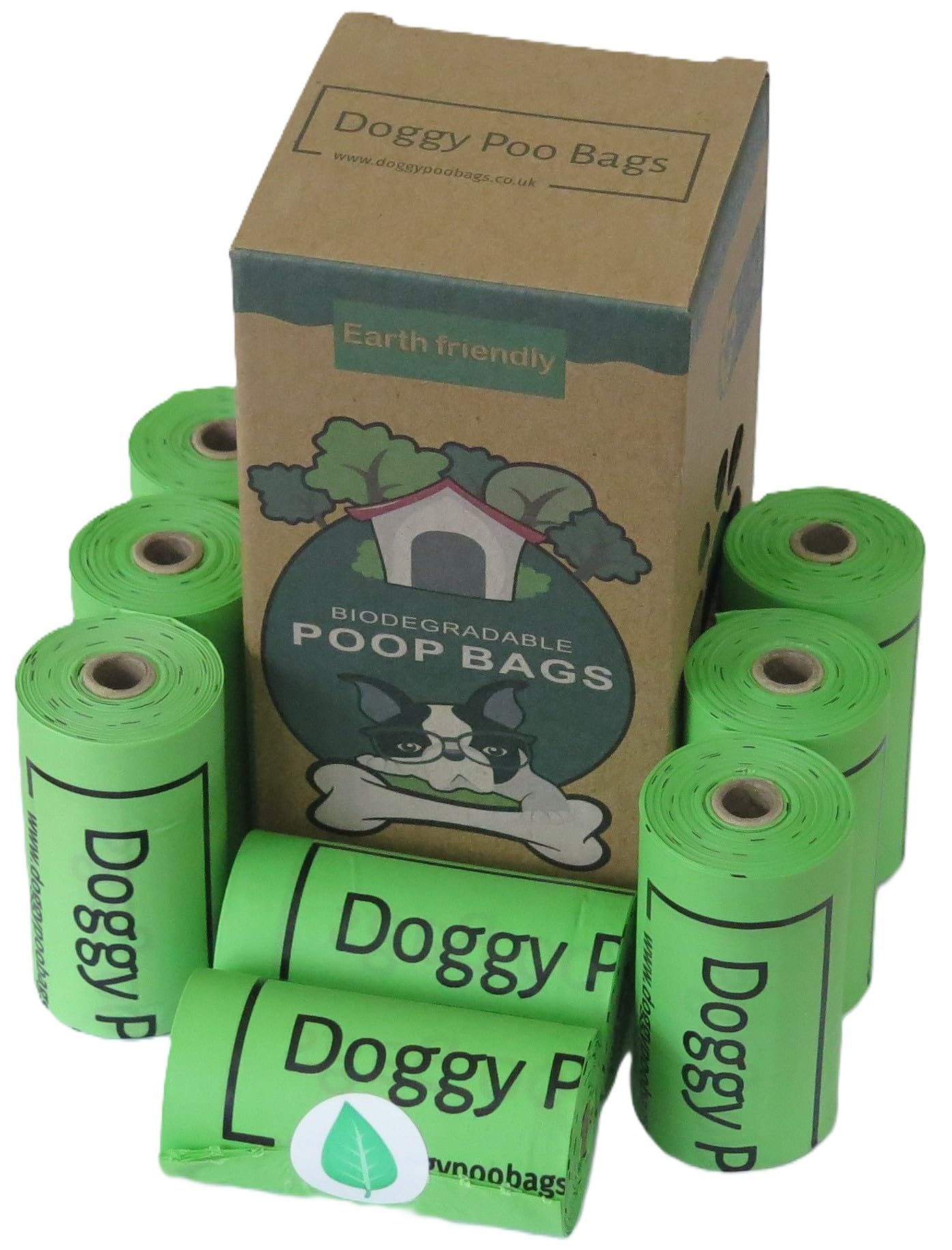 Doggy Poo Bags | 100% Home Compostable & Biodegradable | 120 Strong, Leak-Proof Bags (8 Rolls) | Cornstarch-Based Eco-Friendly Dog Waste Bags | Certified TUV Austria OK Compost Home