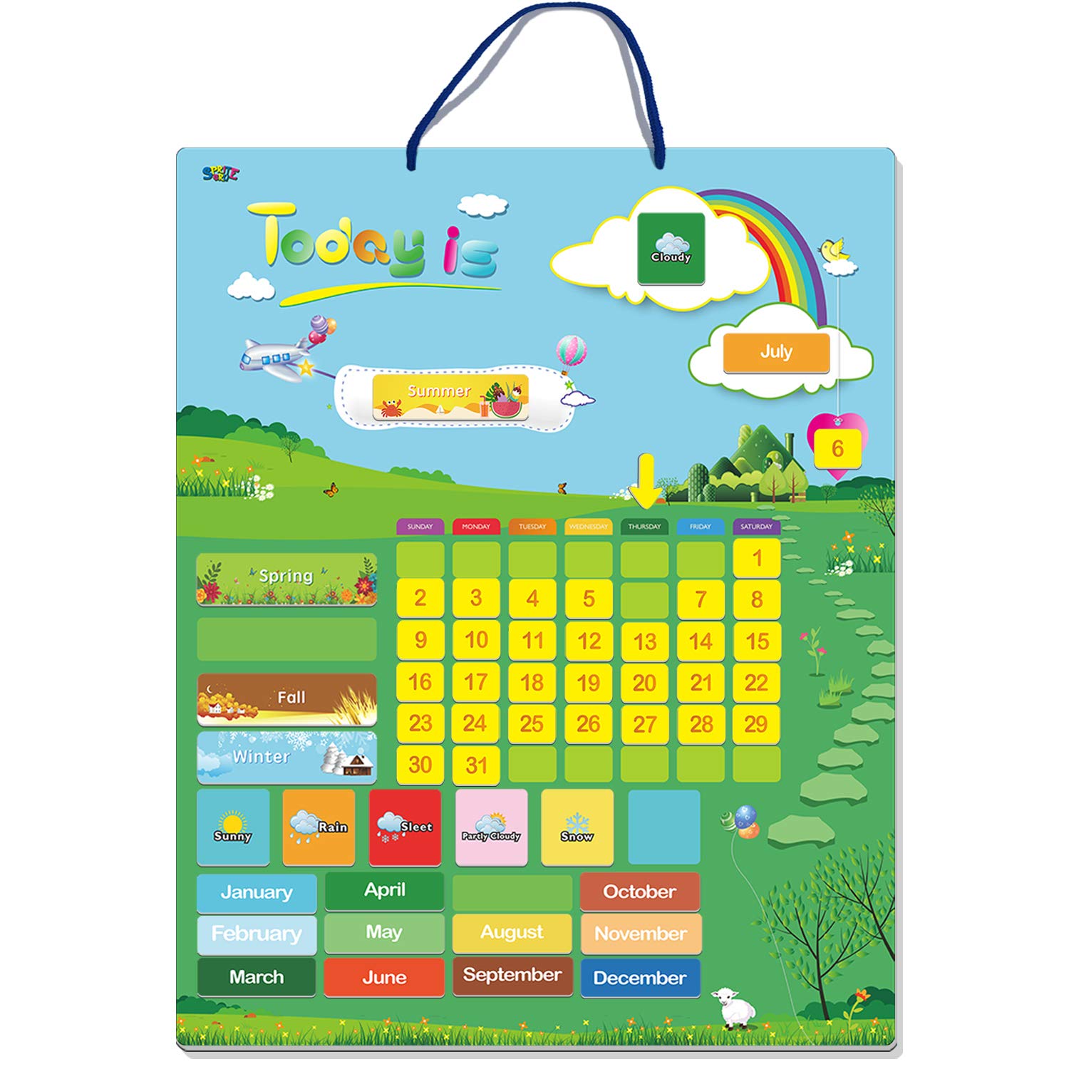 Magnetic Learning Calendar with Weather Station 55 PCS (15โ X 12โ Wall Mountings Ready) โ image 1
